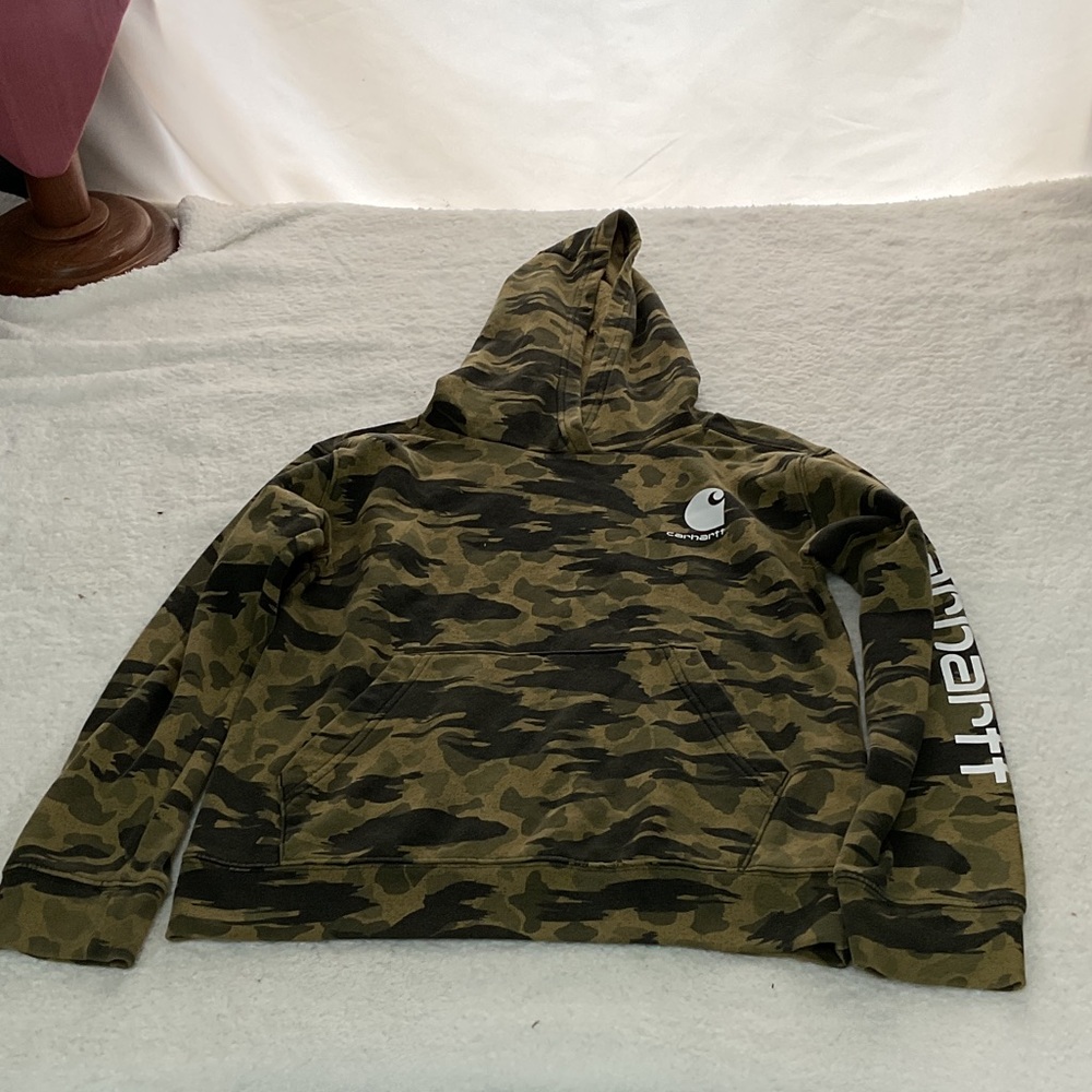 Boys Carhartt Green Camo Hooded Sweatshirt